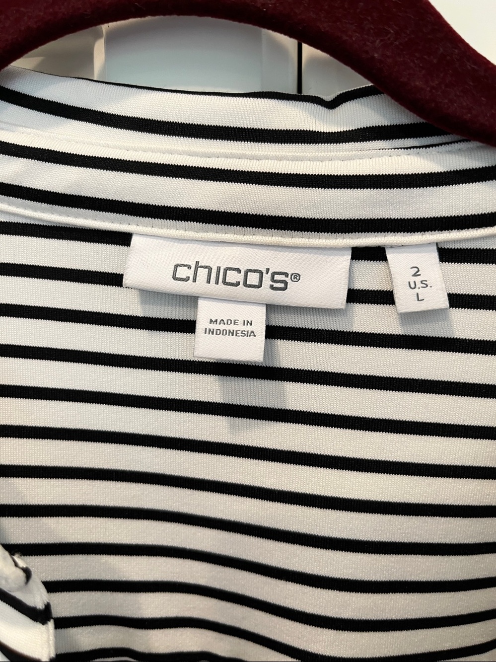Chicos Striped Tee Shirt with cap sleeves. Size 2= 12 - Picture 2 of 7